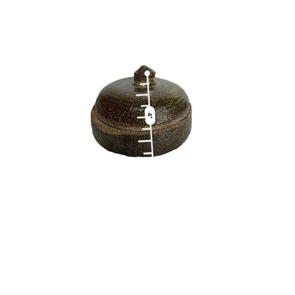 Pottery Shigaraki Ware Ceramic Lidded bowl 4” Home Decor Trinket Dish - Picture 6 of 12